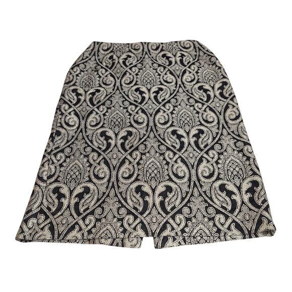 Talbots Collection Womens Size 4 Black Gold Brocade Skirt Baroque‎ Quiet Luxury - Picture 5 of 13